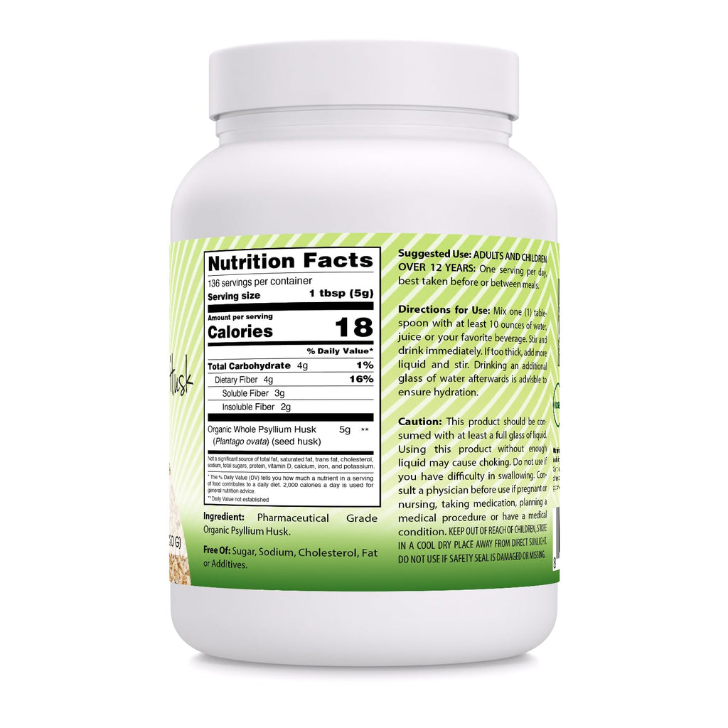 Organic Whole Psyllium Husk Powder 24 Oz G4119