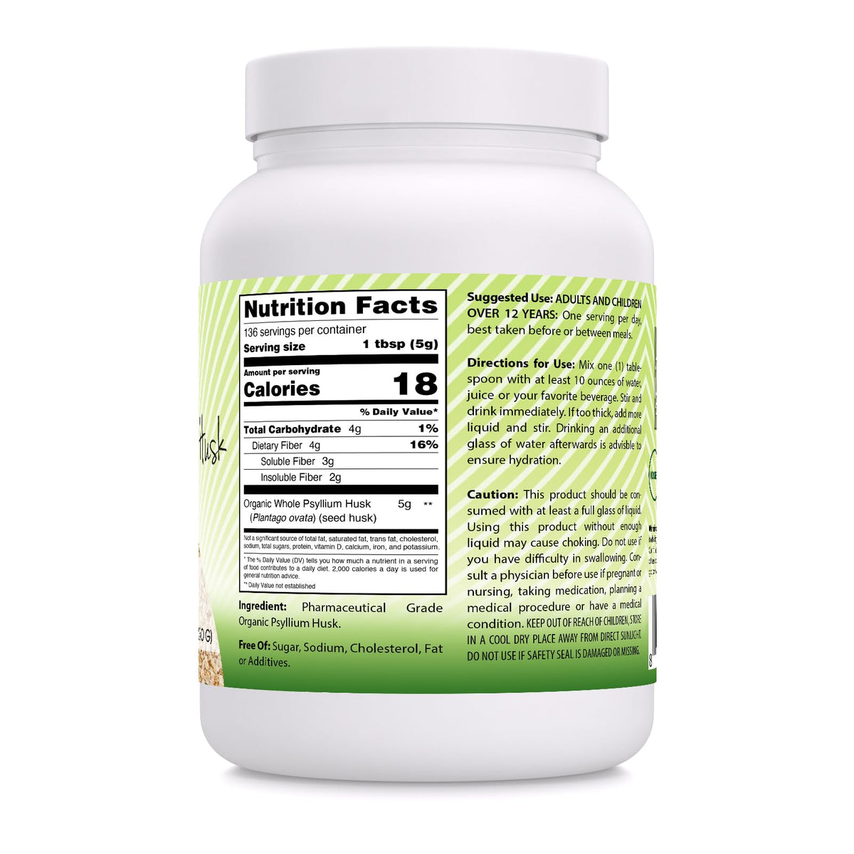 Organic Whole Psyllium Husk Powder 24 Oz G4119
