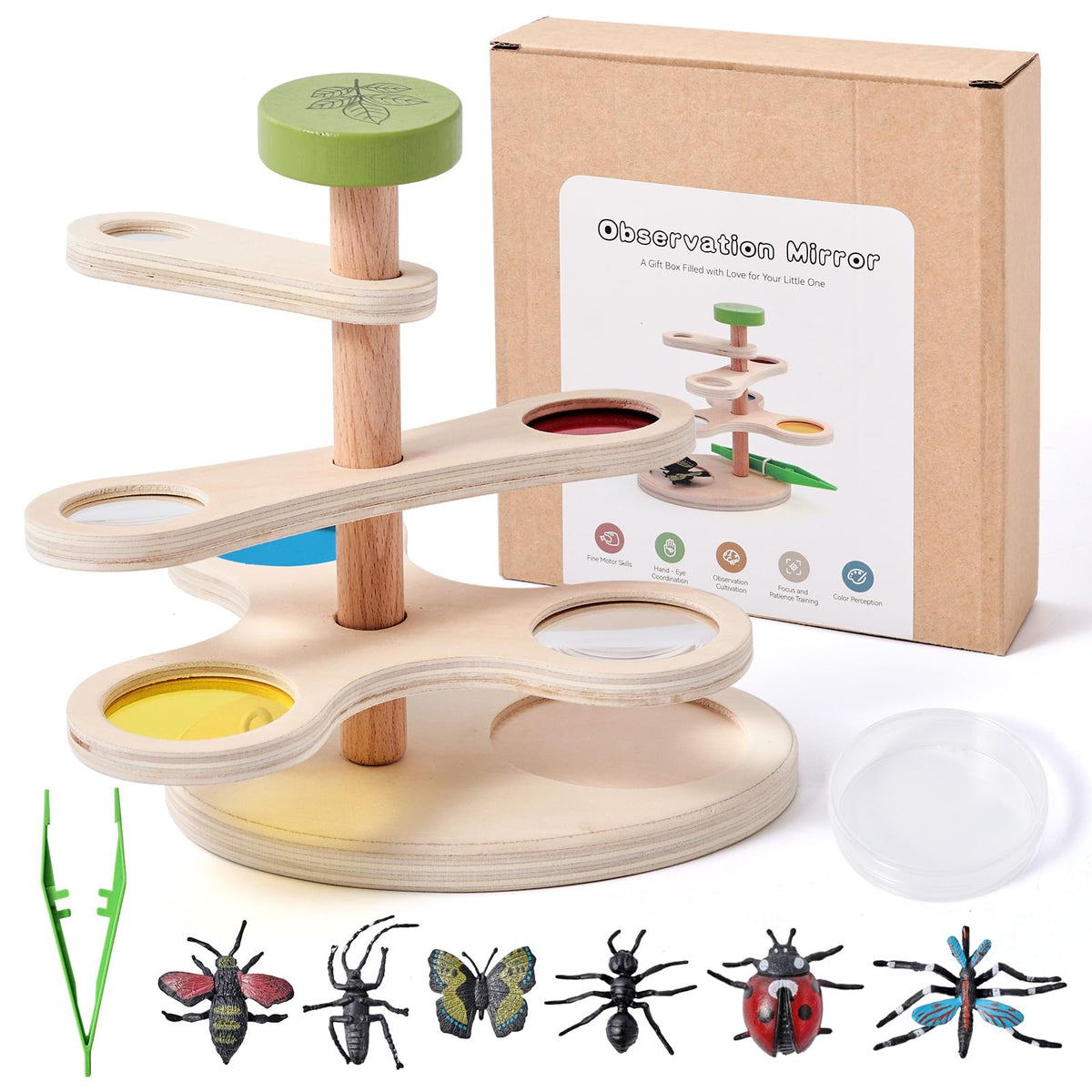 Insect Observation Kit with Tweezers, Petri Dish and 6 Insect Models N41502