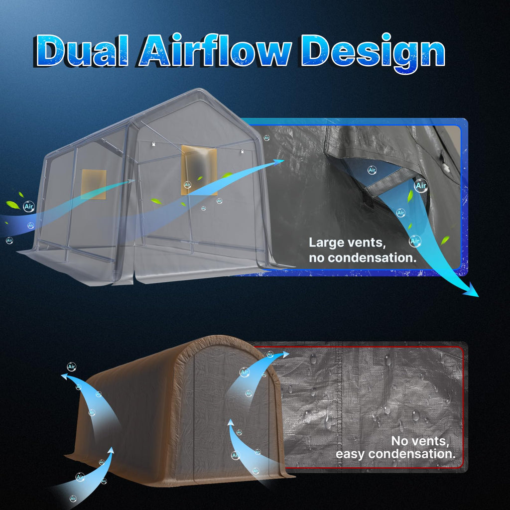 8x14 ft Steel Portable Garage Shelter with 2 Roll up Doors H368028