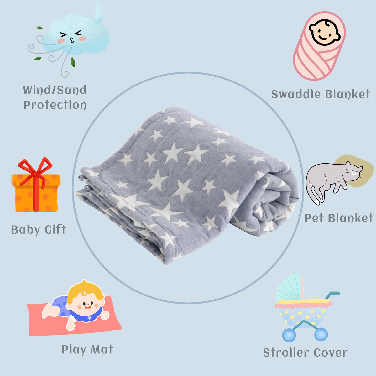 Blue Muslin Toddler Blanket N69437