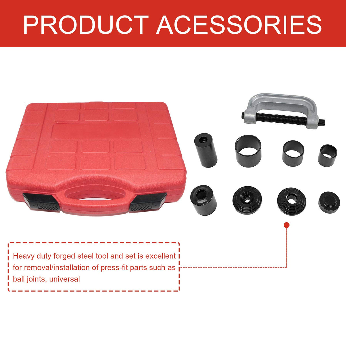 Heavy Duty Ball Joint Press & U Joint Removal Tool Kit with 4x4 Adapters D334015