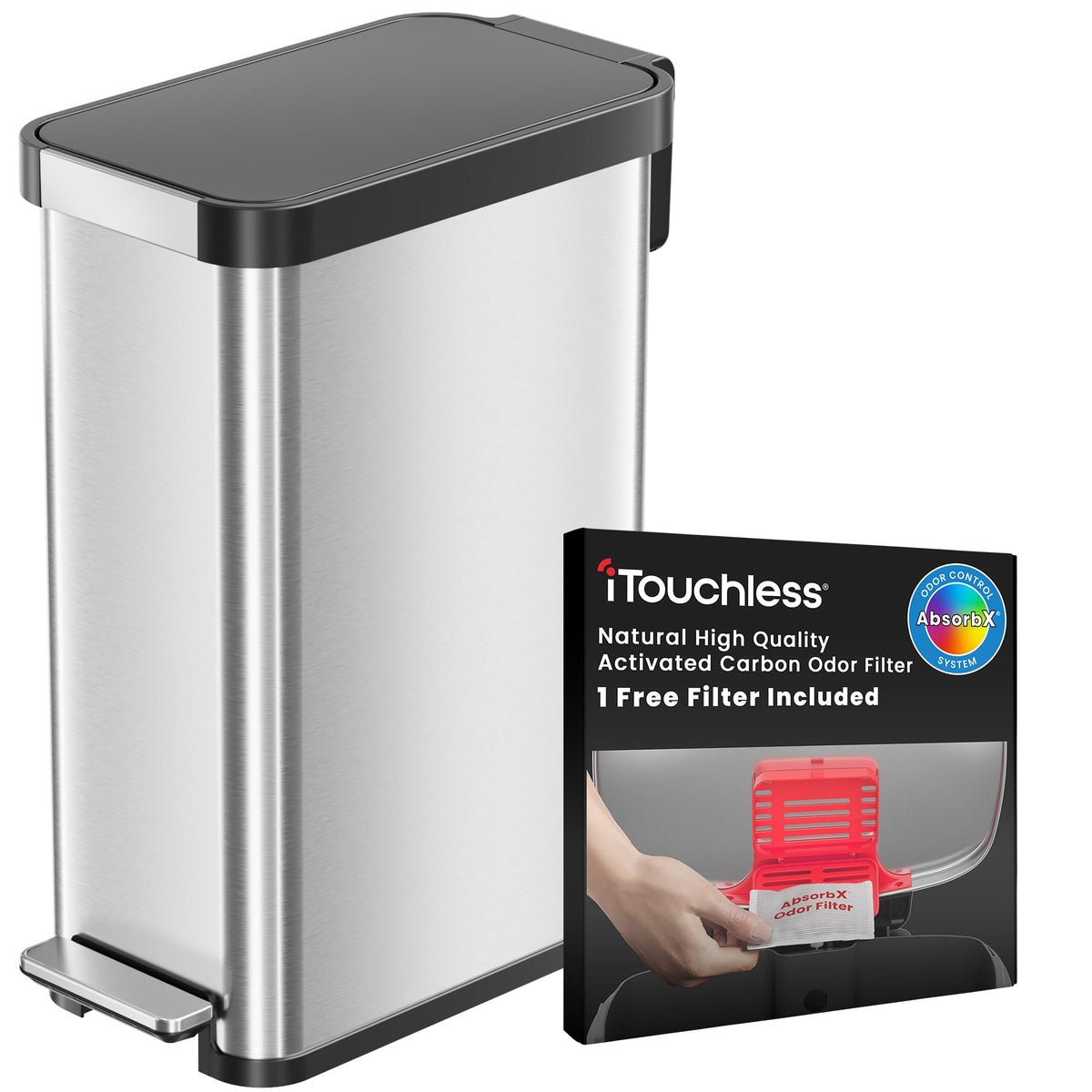 13.2 Gallon Kitchen Trash Can with Odor Filter P68397