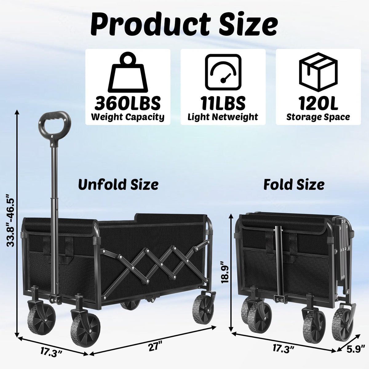 Foldable Collapsible Wagon Cart with Adjustable Handle E92942