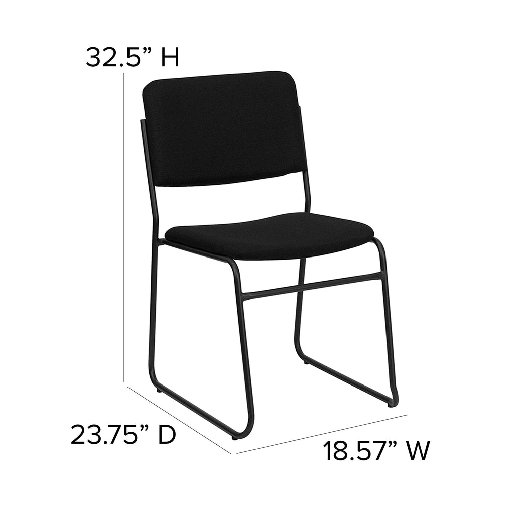 Black Fabric Stackable Chair with Sled Base E4519
