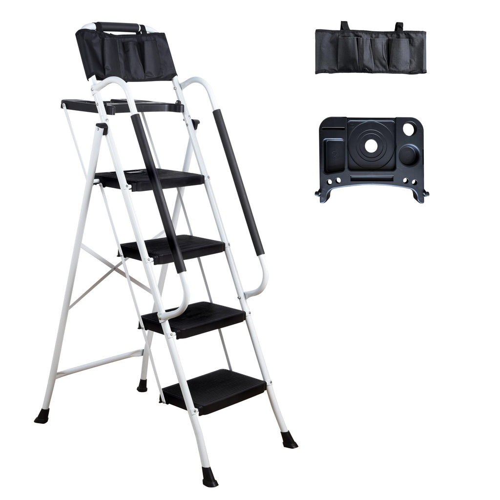4 Step Ladder with Handrails 330lbs Capacity Q61631