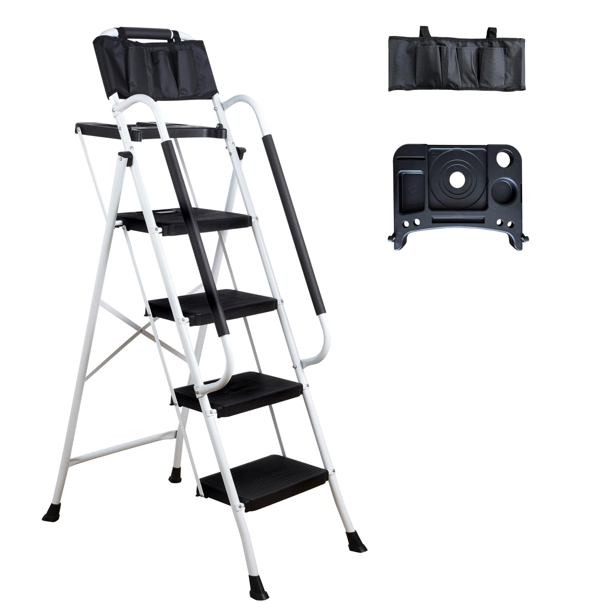 4 Step Ladder with Handrails 330lbs Capacity Q61631