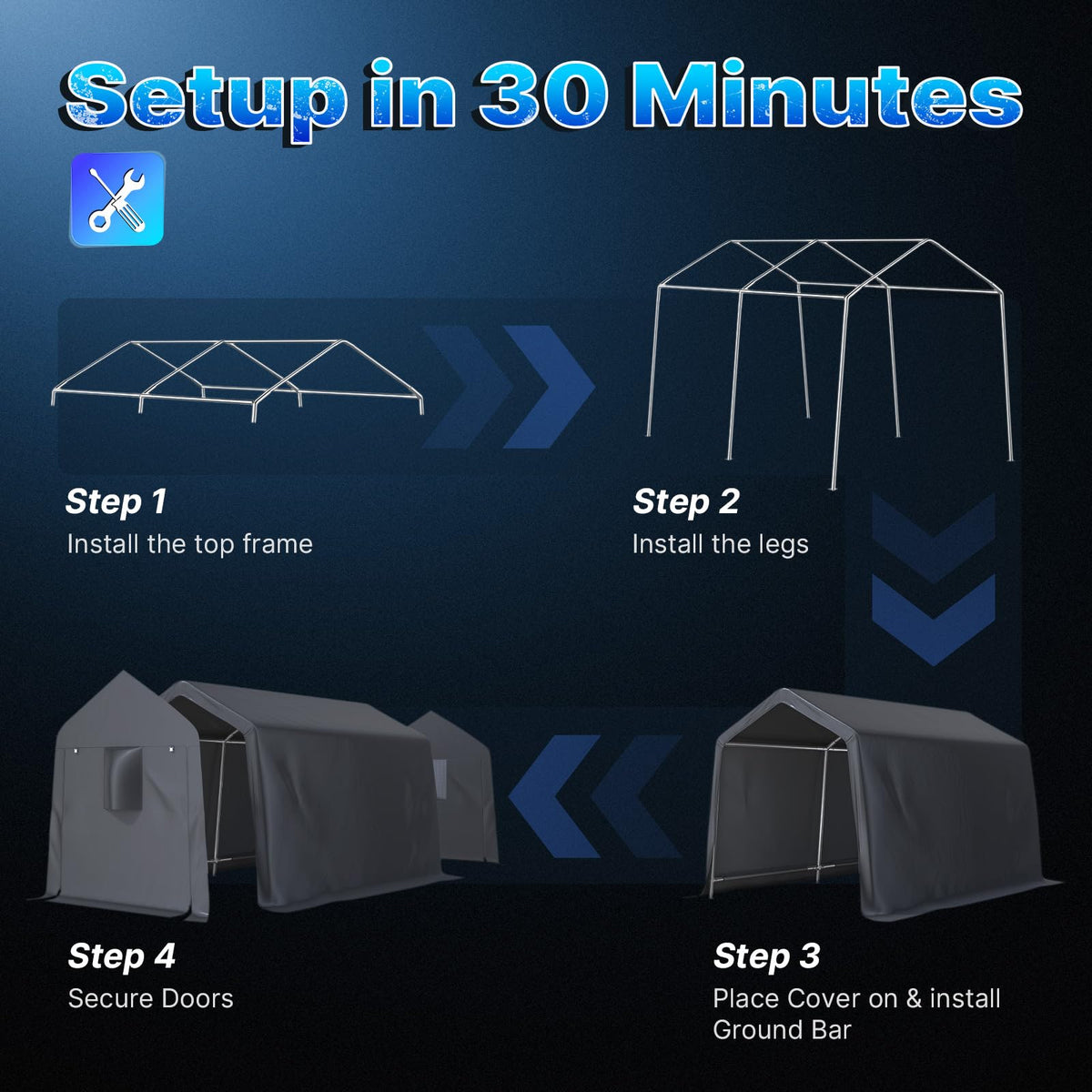 8x14 ft Steel Portable Garage Shelter with 2 Roll up Doors H368028