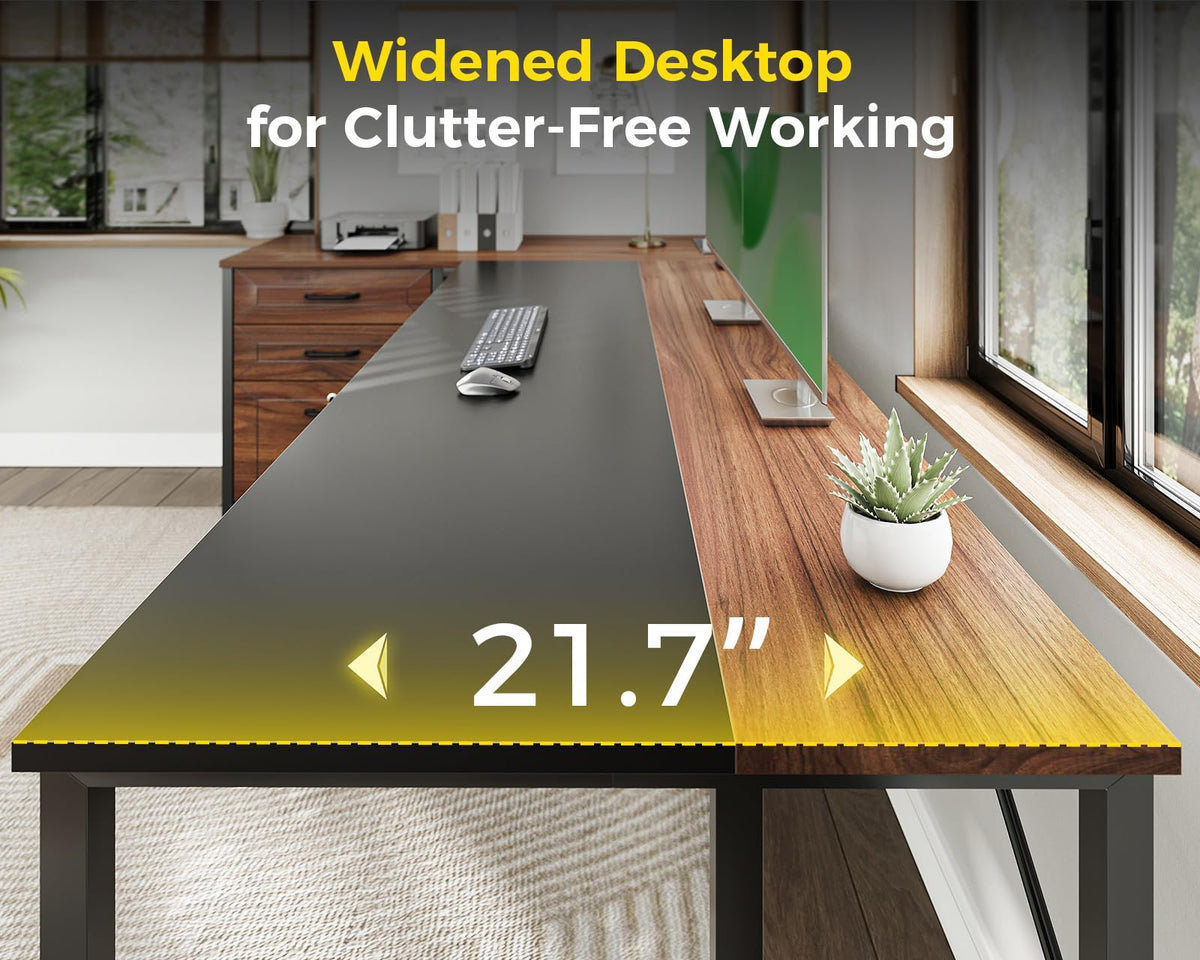 61" L Shaped Office Desk with Wood Drawers B64123