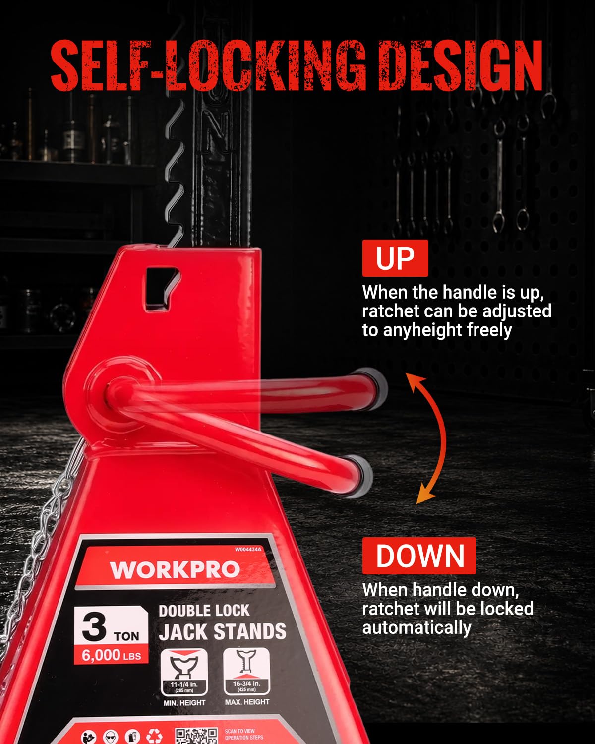 3 Ton Jack Stands with Double Lock, 1 Pair S100
