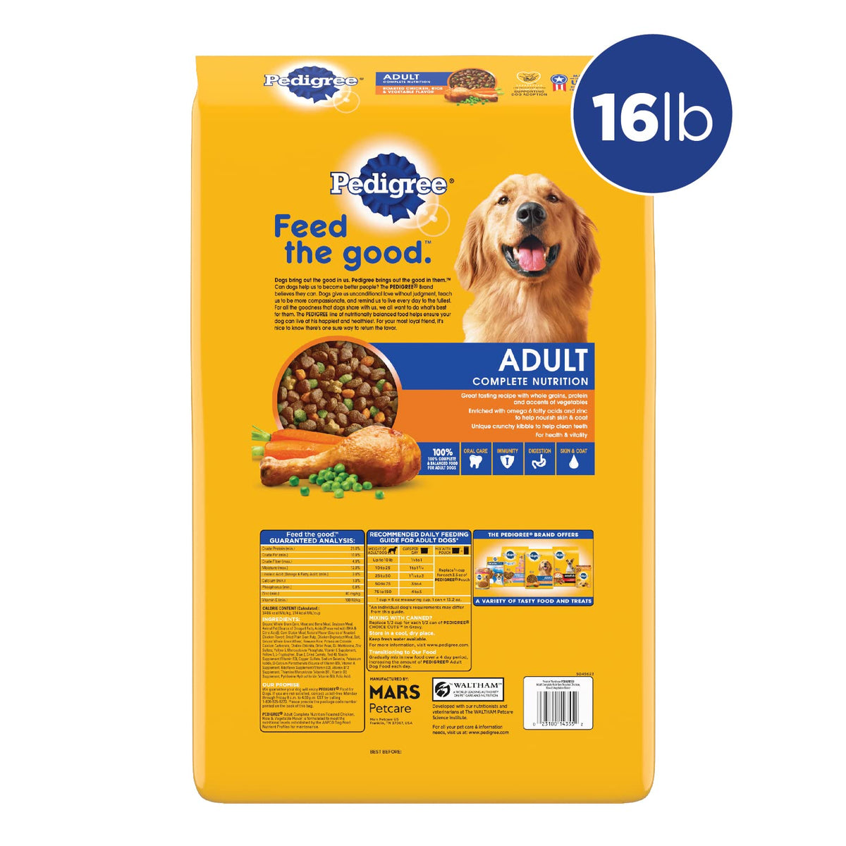 Adult Dry Dog Food Roasted Chicken Rice & Vegetable Flavor Kibble 16 lb. Bag A8840