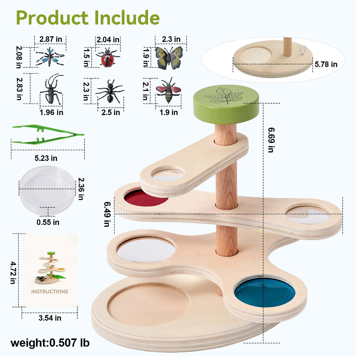 Insect Observation Kit with Tweezers, Petri Dish and 6 Insect Models N41502