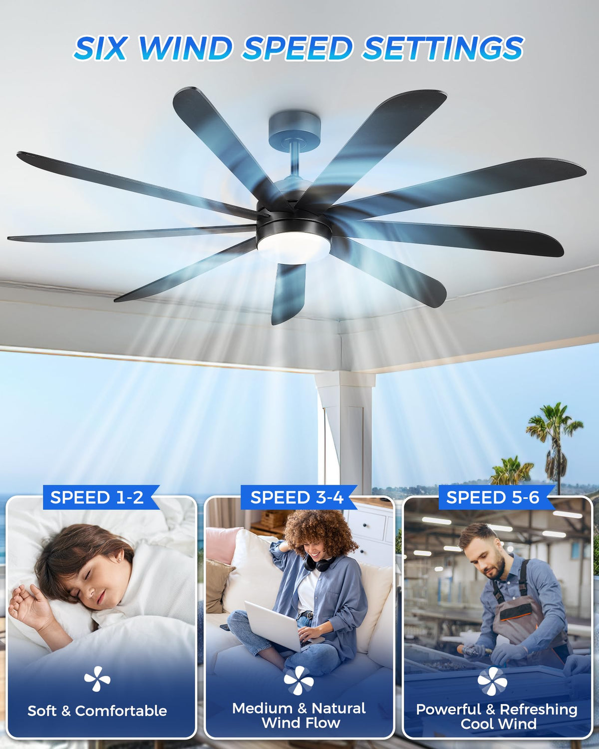 72 Inch Ceiling Fan with Light Z598