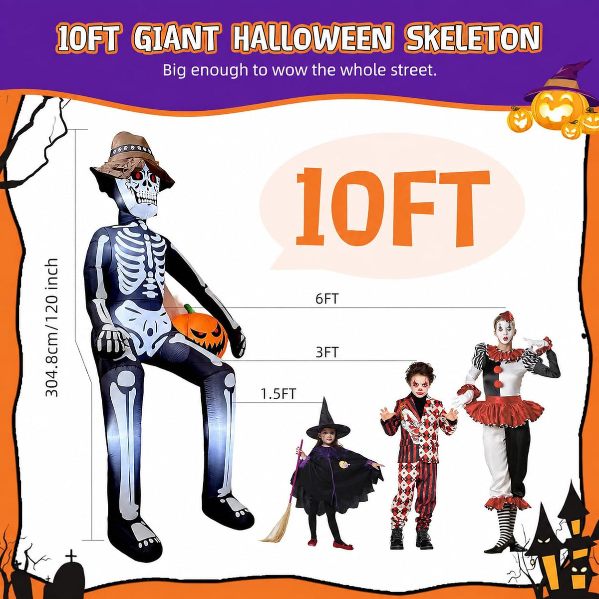 10FT Halloween Inflatable Skeleton R3081