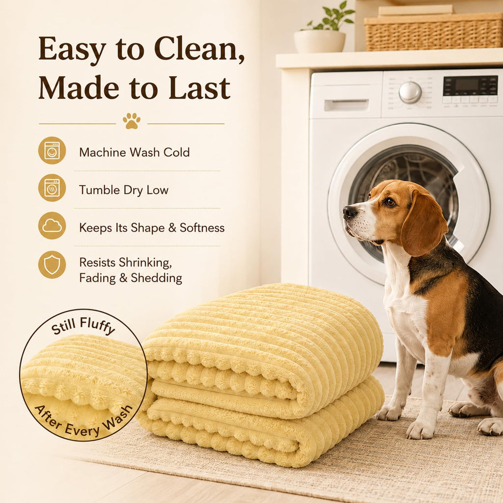 Yellow Rabbit Hair Plush Pet Blanket A5634