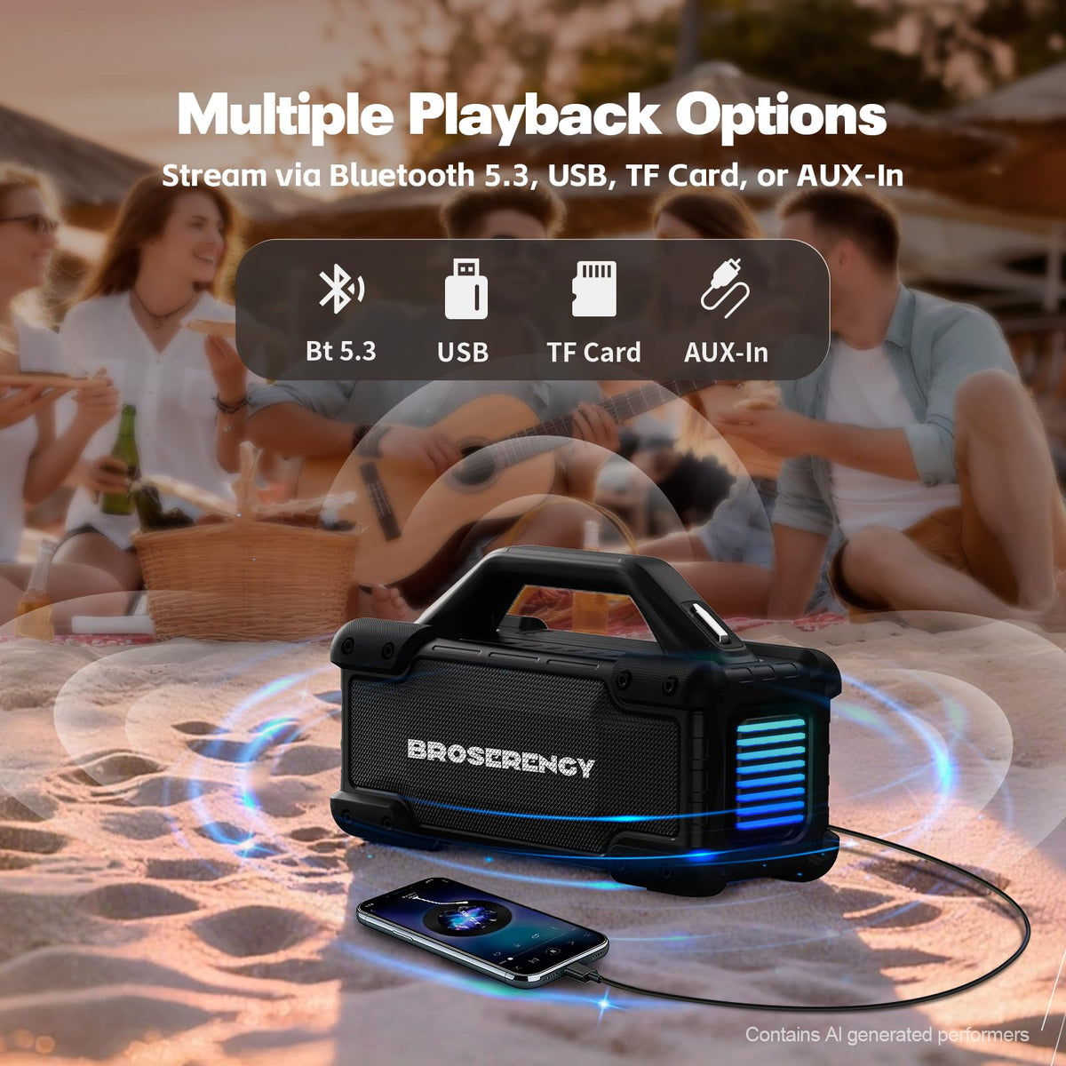 Black Portable Water Resistant Bluetooth Speaker C206