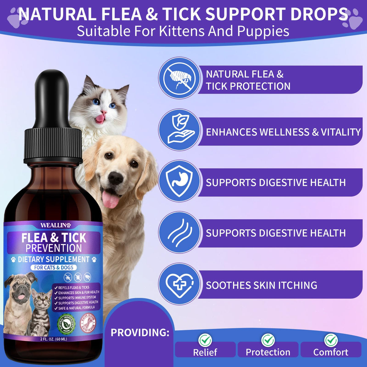 Flea and Tick Prevention for Cats & Dogs 60ml J2748