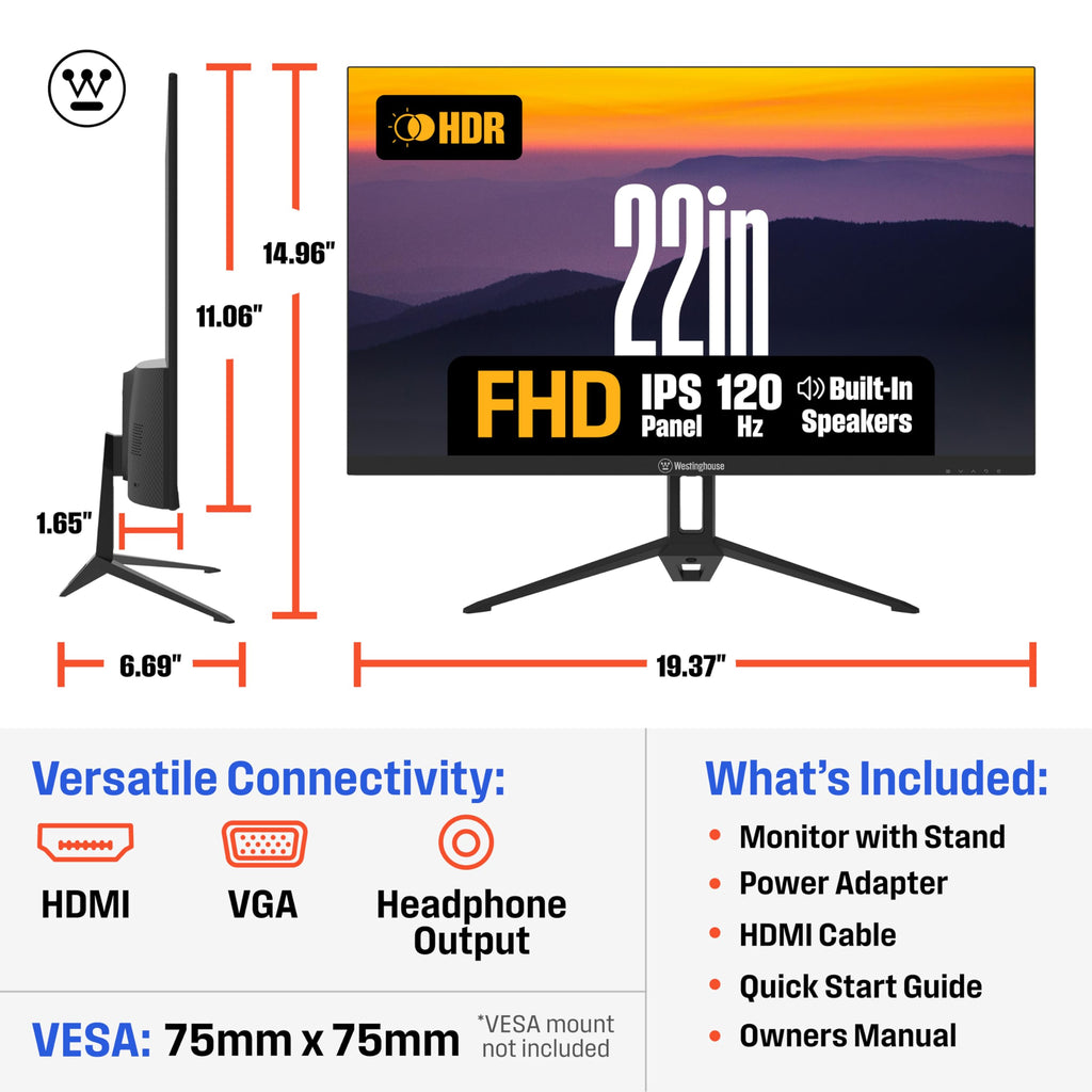 22 Inch FHD 1080P IPS 120Hz Gaming Monitor J224