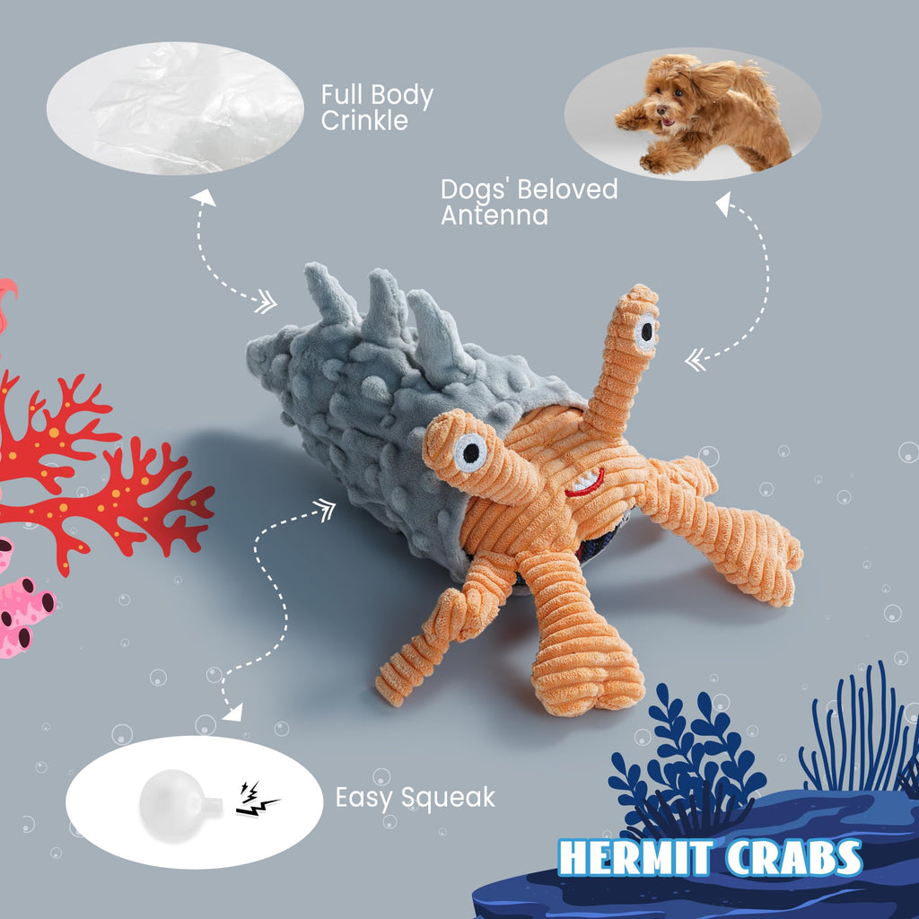 Crinkle Squeaky Octopus Dog Toy A89222