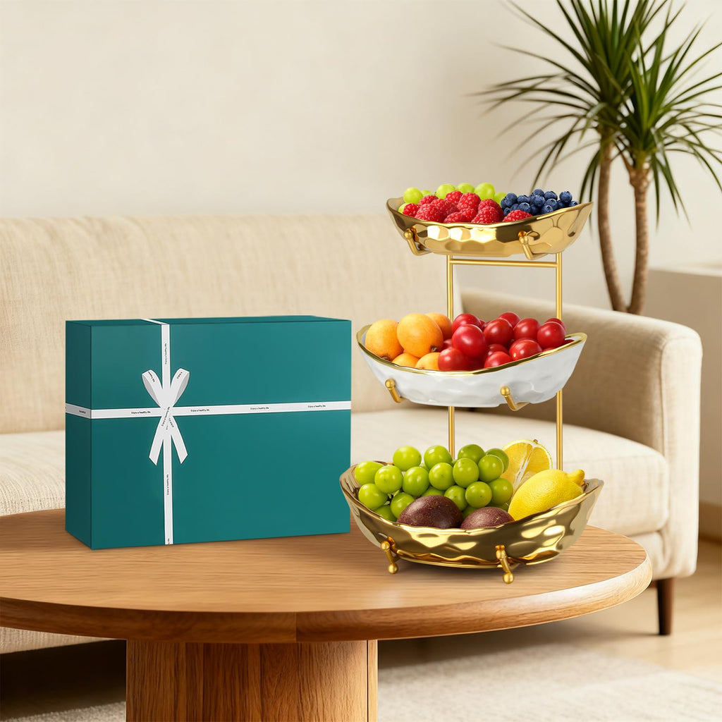 3 Tier Ceramic Fruit Basket with Metal Stand X185