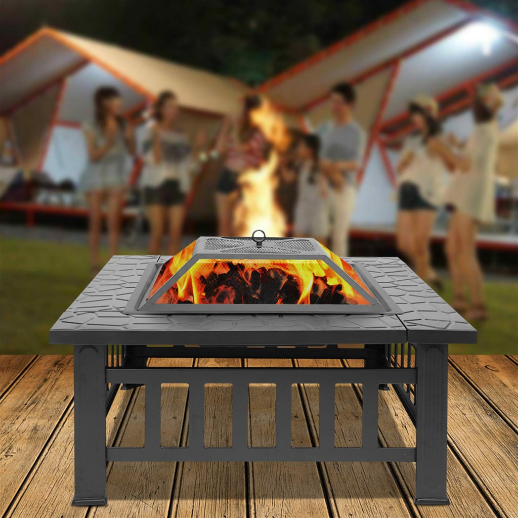 32in Square Metal Fire Pit Table J339707