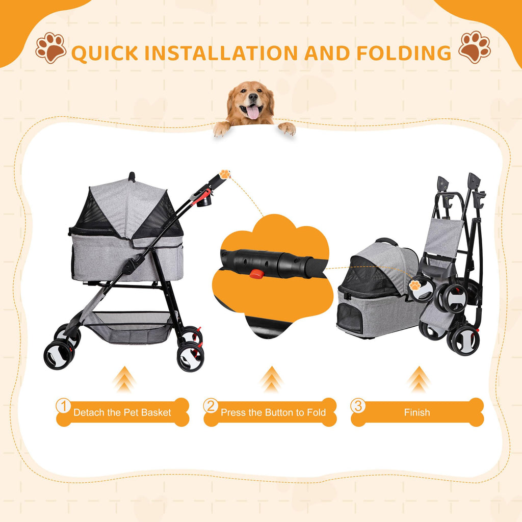 3 in1 Foldable Pet Stroller with 4 Wheels X847188