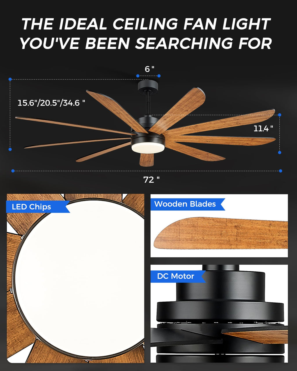 72 Inch Ceiling Fan with Light Z598