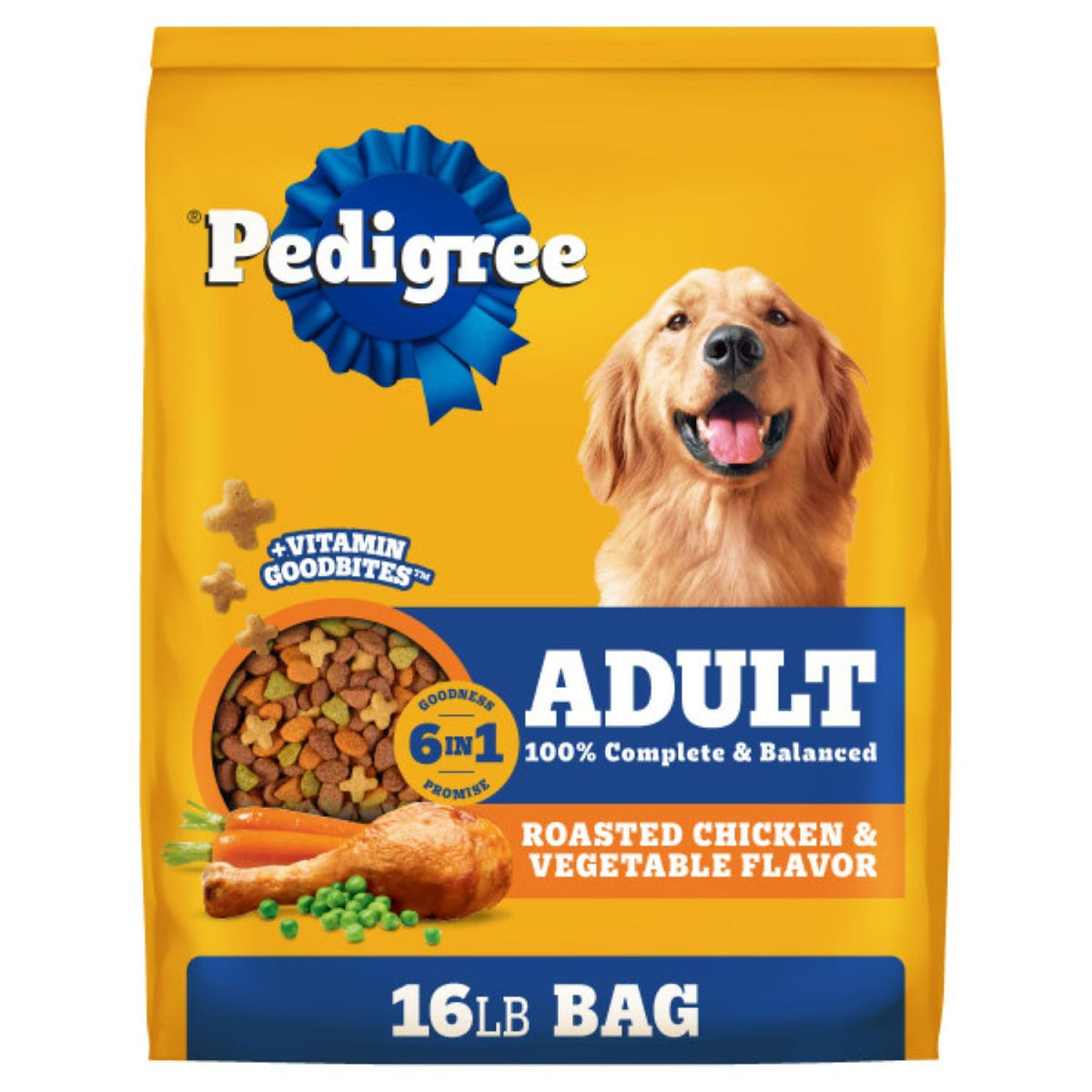 Adult Dry Dog Food Roasted Chicken Rice & Vegetable Flavor Kibble 16 lb. Bag A8840
