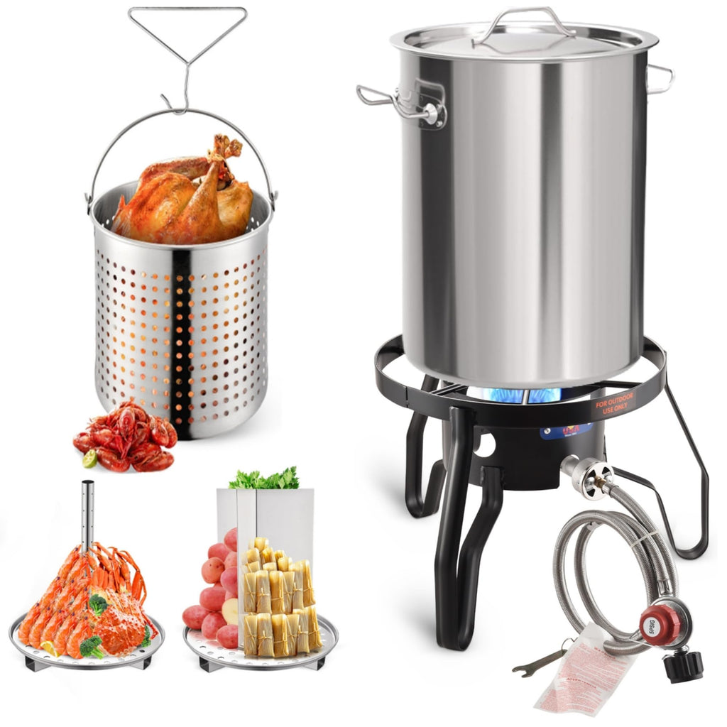 40QT Stainless Steel Stock Pot and Propane Burner A873671