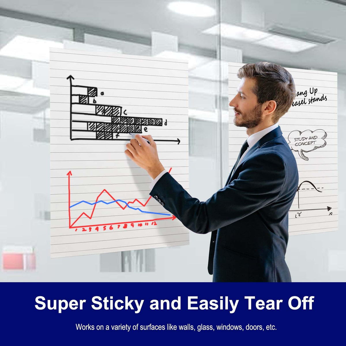 White Lined Sticky Easel Pad 25 x 30 Inches 30 Sheets 8 Pads G138