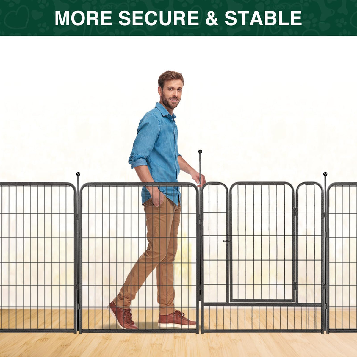 16 Panels 40" High Metal Dog Playpen with Gate X218948