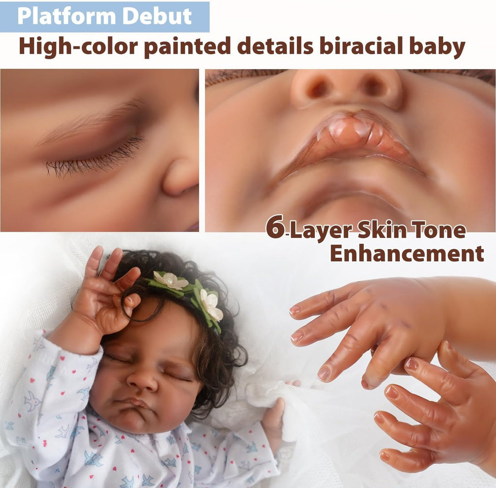 20-Inch Sleeping Black Newborn Baby Girl E740198