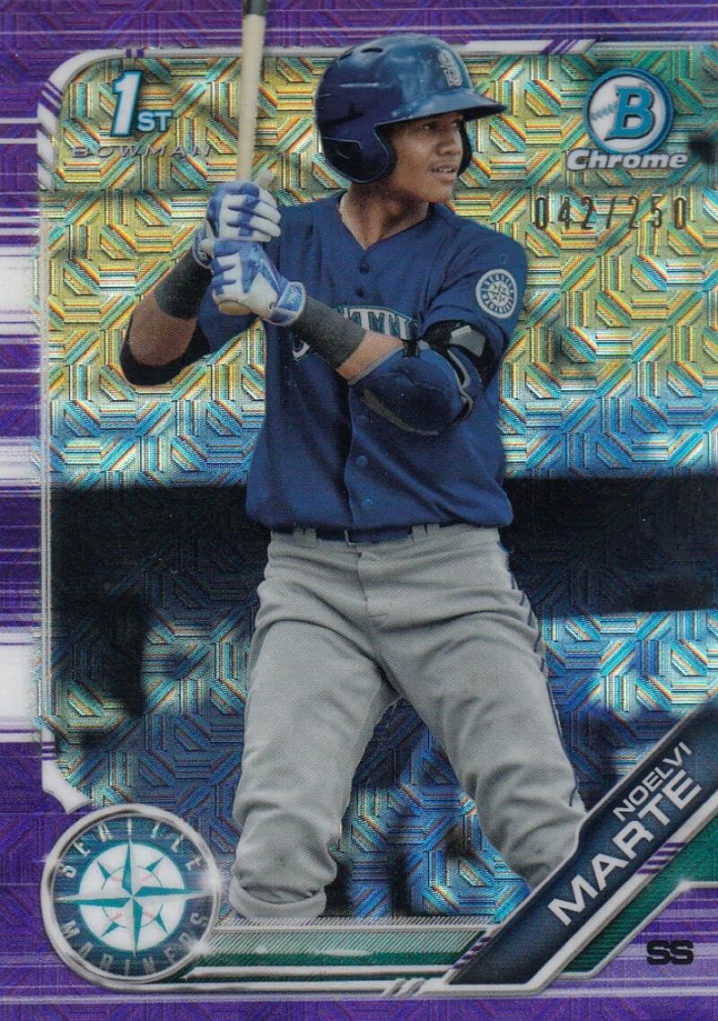 2019 Bowman Chrome Prospects Refractors Purple #BCP-97 Noelvi Marte 42/250 Baseball Trading Card H9231