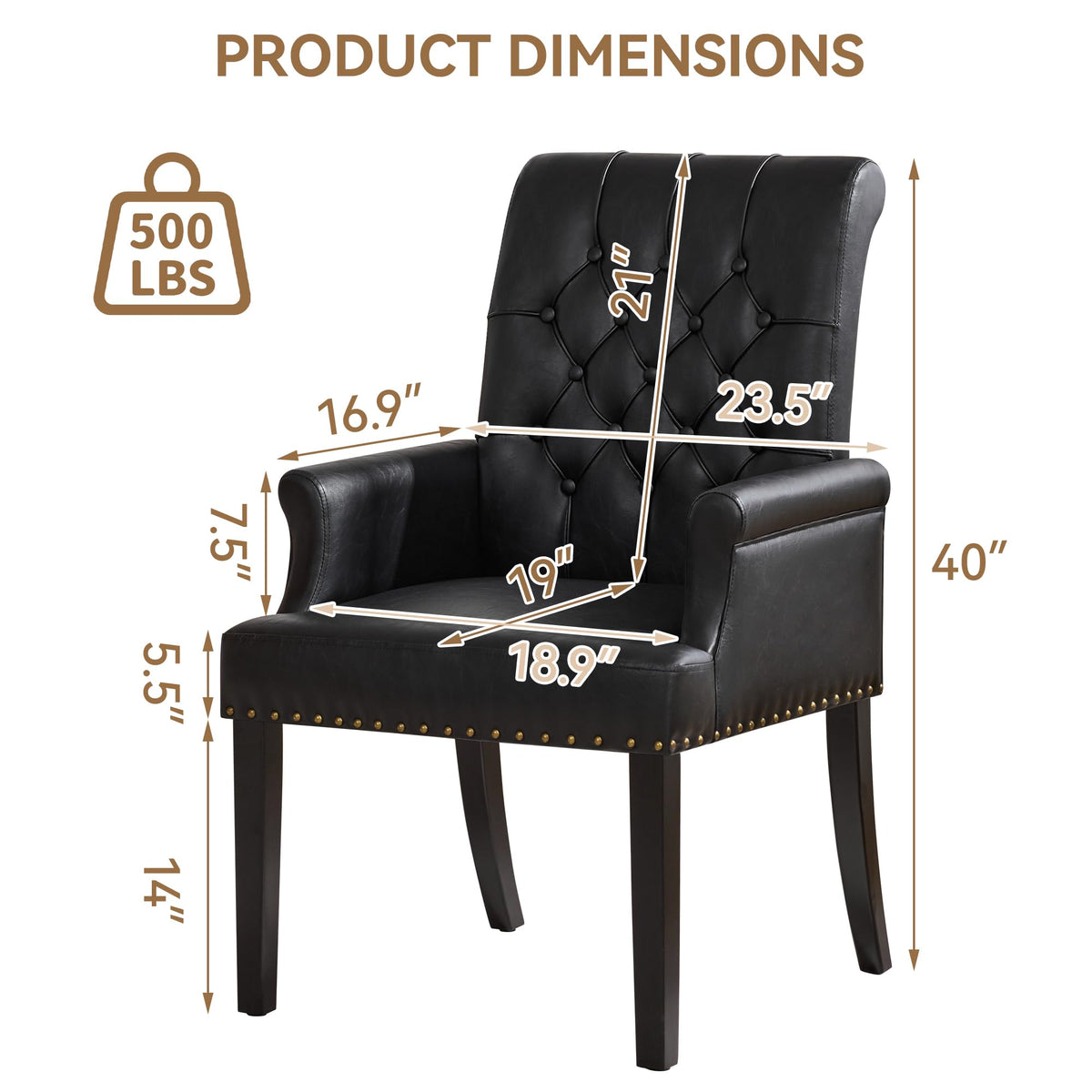 Black PU Leather Dining Chair with Arms L700