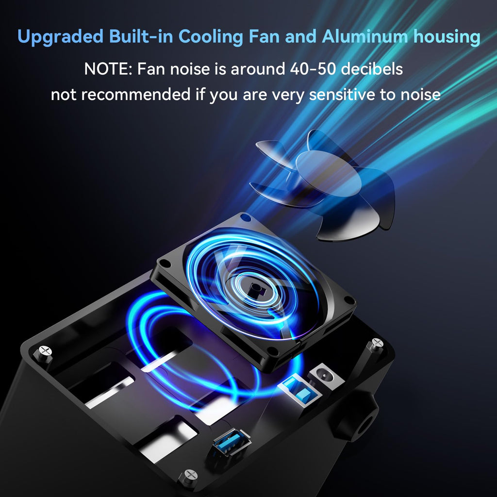 Aluminum 2 Bay Hard Drive Enclosure with Cooling Fan V56381