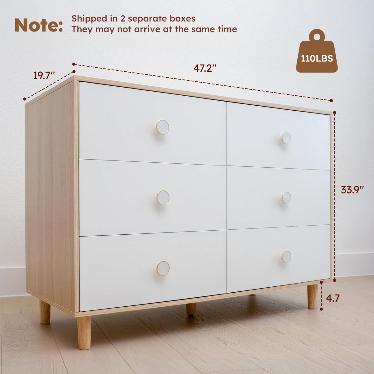 White 6 Drawer Baby Dresser E31986
