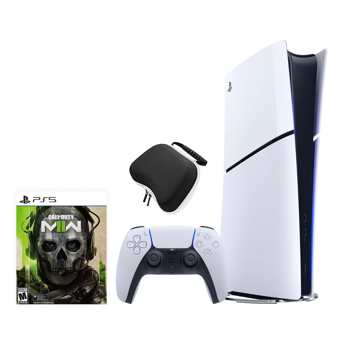White Slim Digital PS5 1TB Gaming Console with Controller Case P9804