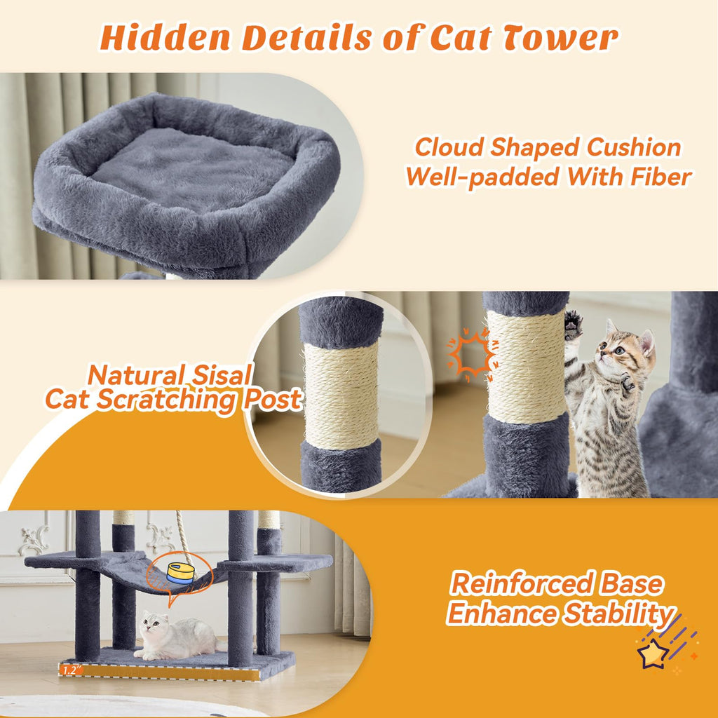 66 Inch Cat Tree Tower with Scratching Posts T864