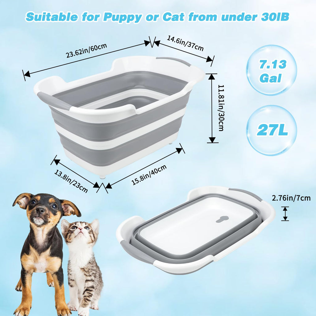 27L Raised Collapsible Dog Bathtub with Drain E70265