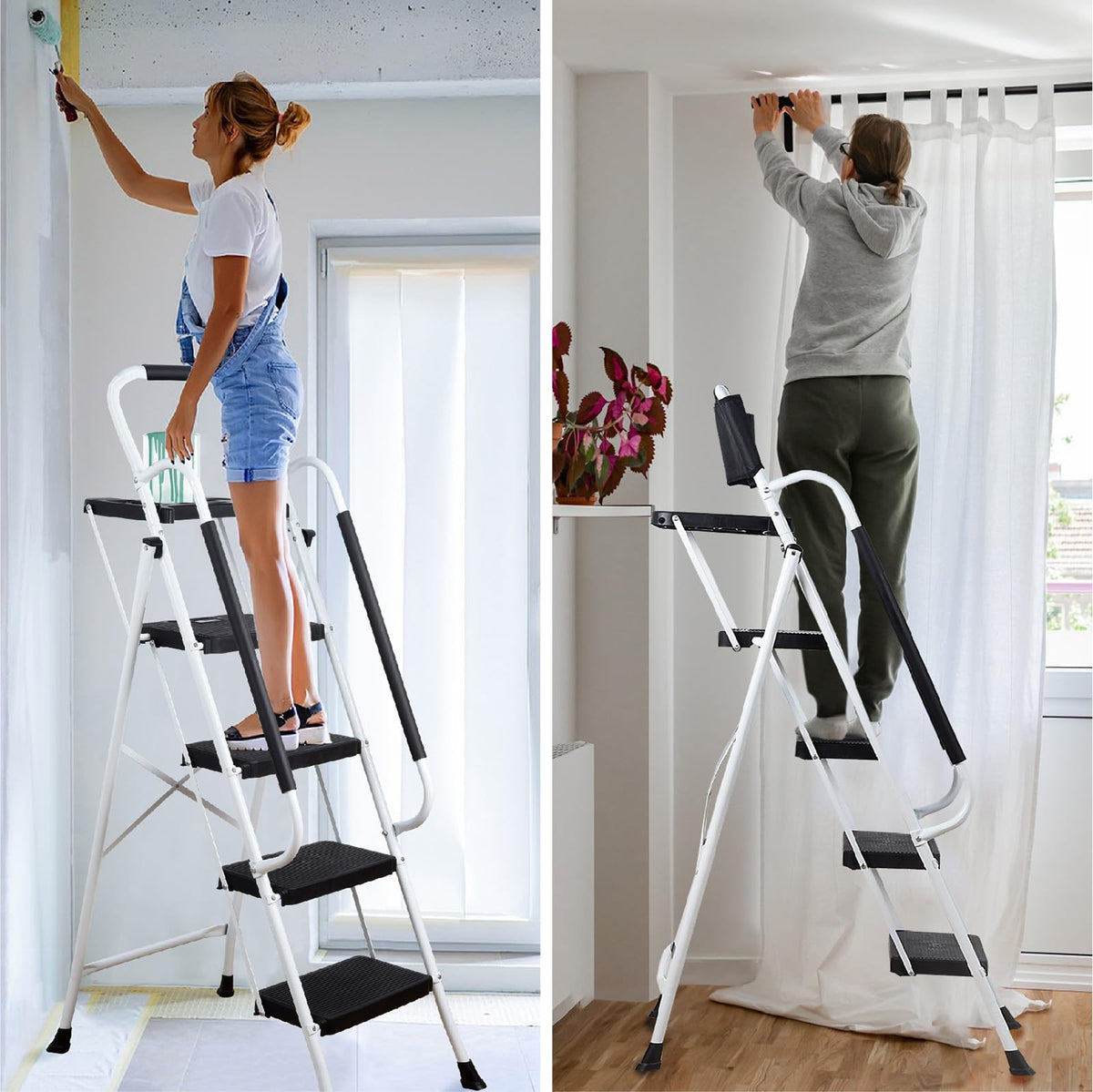 4 Step Ladder with Handrails 330lbs Capacity Q61631