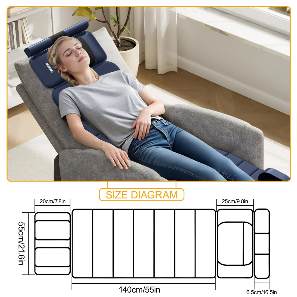 Full Body Massage Mat with Heat, 9 Vibrating Modes, Detachable Neck Massager S198181
