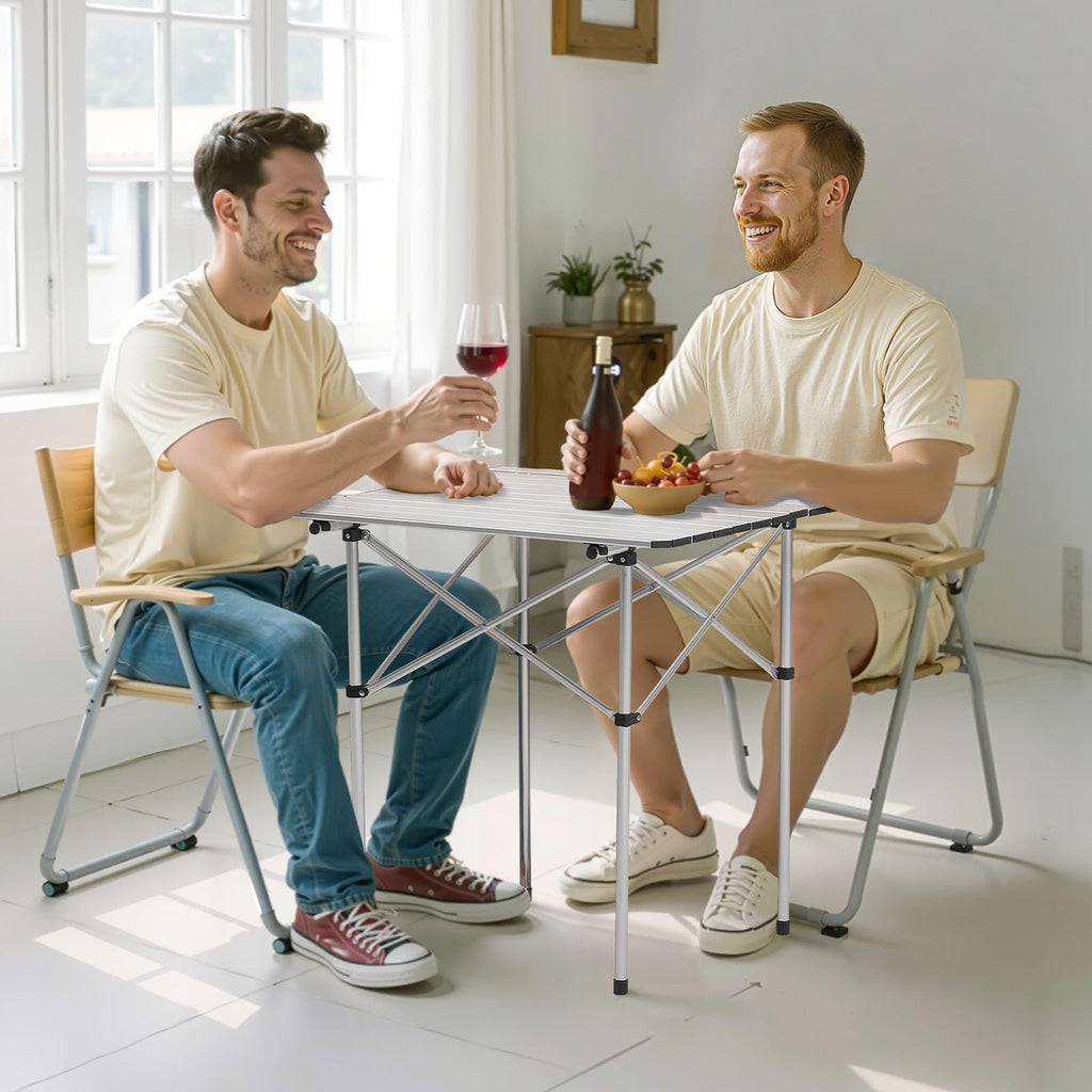 Folding Camping Table 28 inch Silver Y709