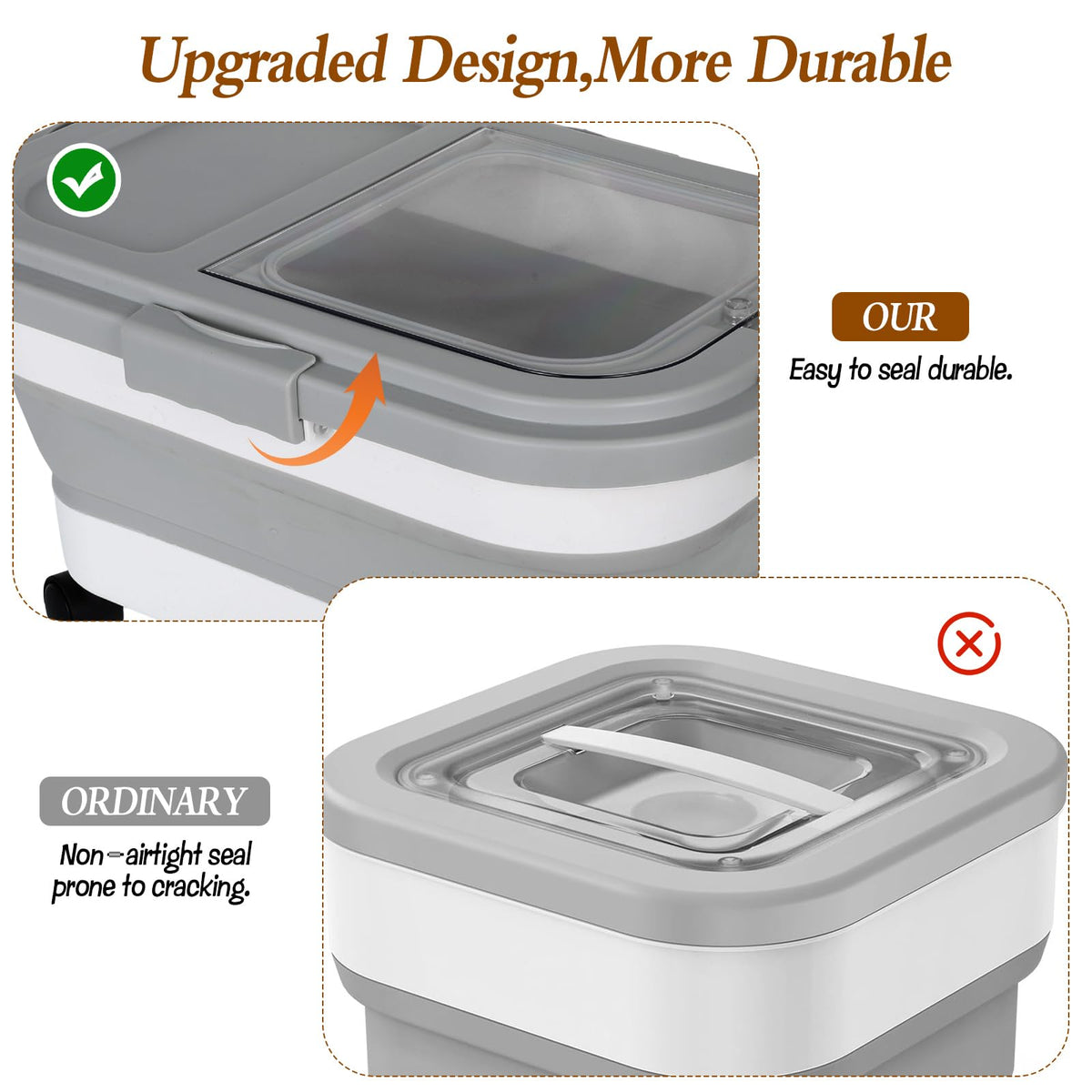 2 Pack 15Lbs Collapsible Airtight Pet Food Storage Container with Scoops Y59488