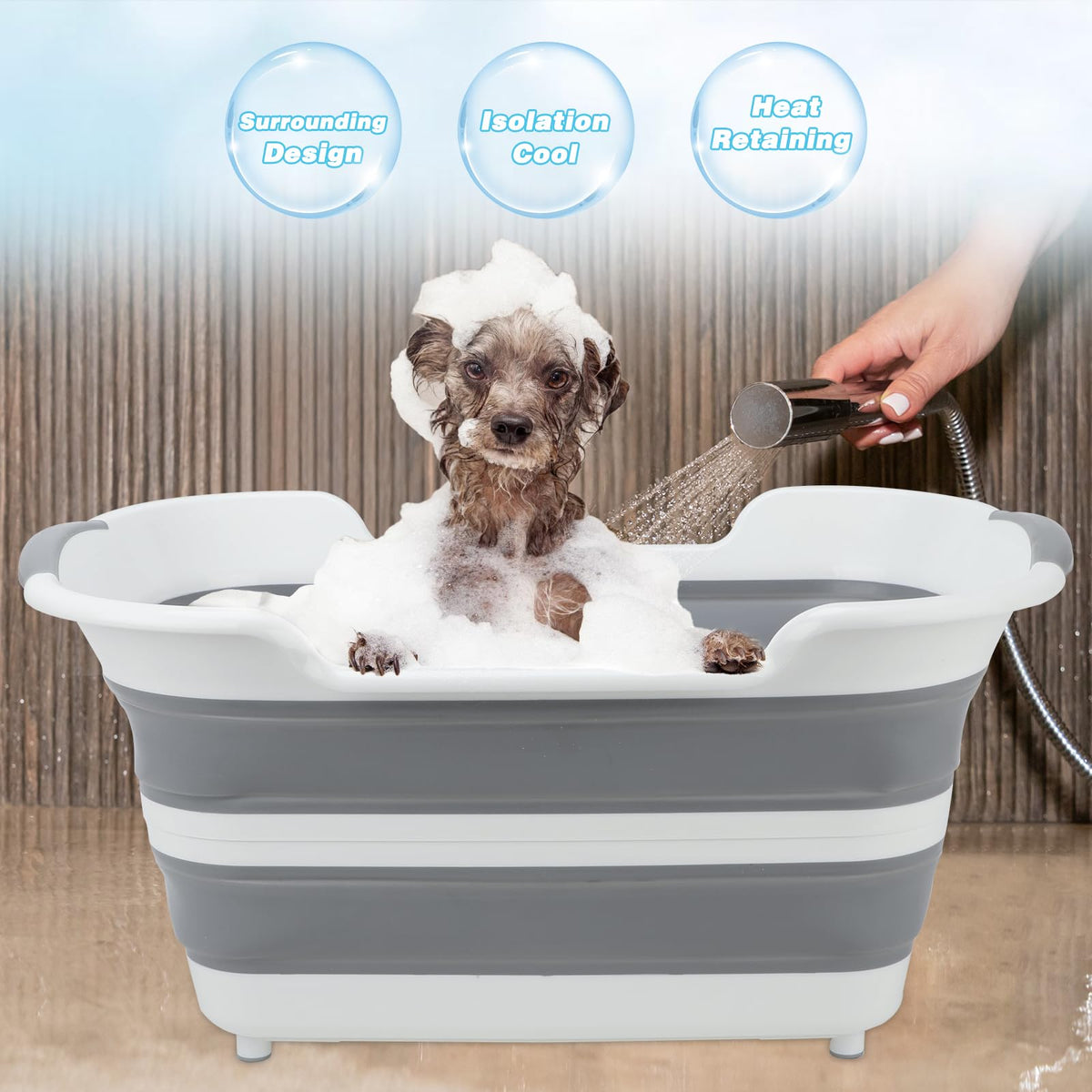 27L Raised Collapsible Dog Bathtub with Drain E70265