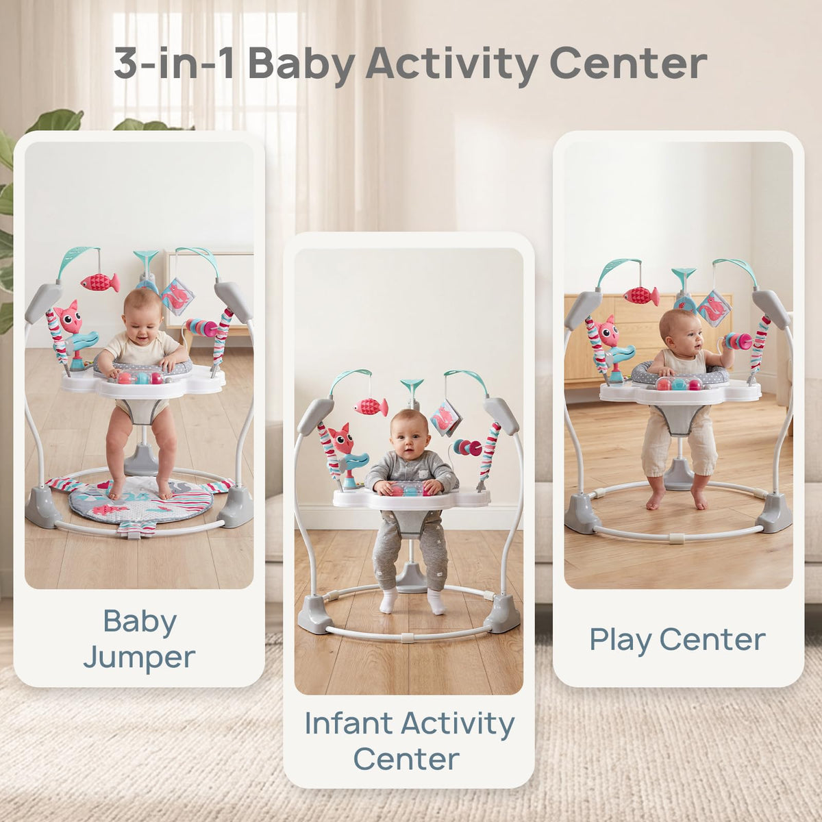Baby Jumper Activity Center with Music & Lights, Pink N75975