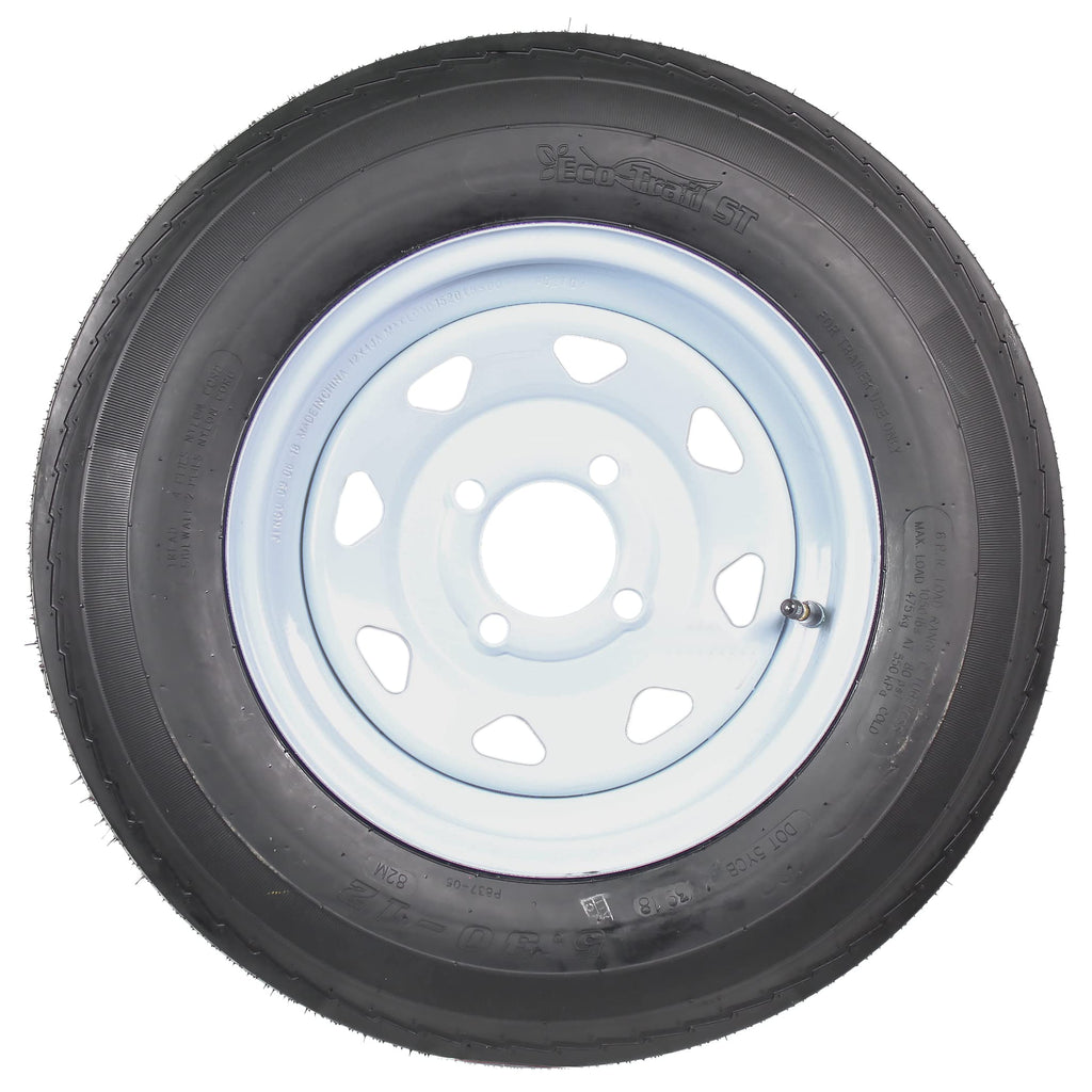 2-Pack Trailer Tire Rim Assembly 5.30-12 4 Lug White F6321