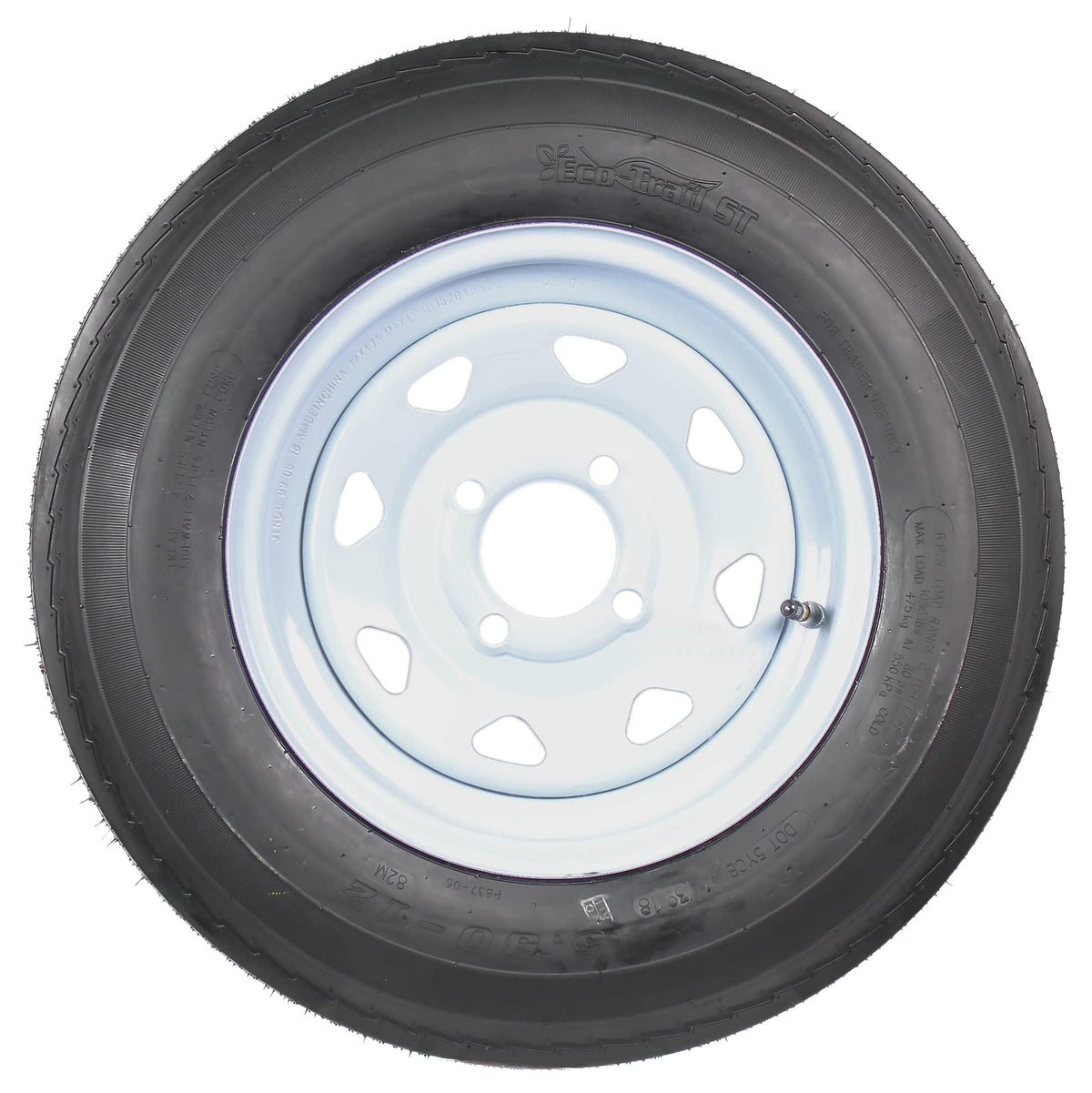 2-Pack Trailer Tire Rim Assembly 5.30-12 4 Lug White F6321