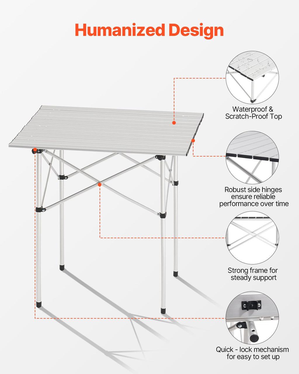 Folding Camping Table 28 inch Silver Y709