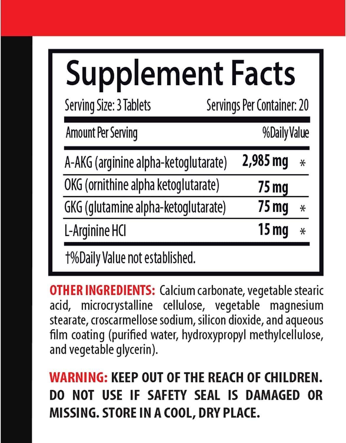 Nitric Oxide Supplement Pills F3916
