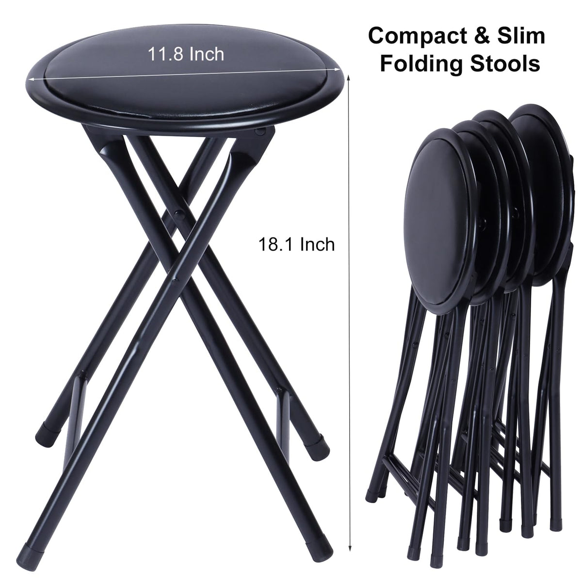 18" Black Folding Metal Stool W47989